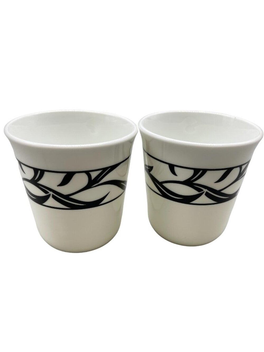 corelle corning ware coffee mug cup floral white black set of 2 3x3.5" READ